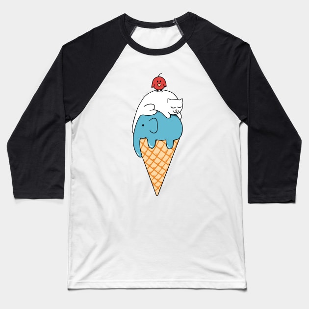 Animal ice cream Baseball T-Shirt by coffeeman